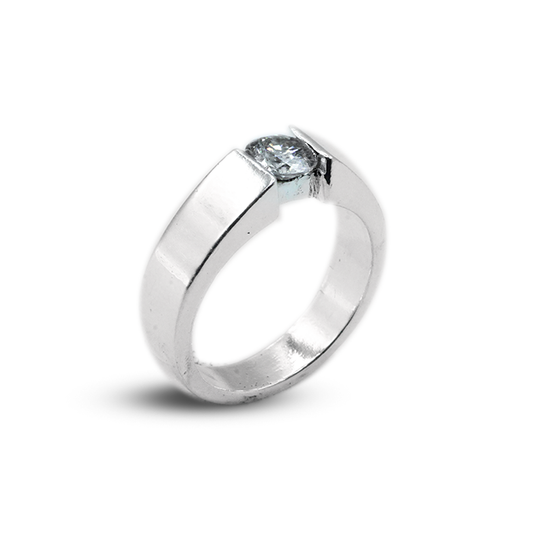 Moissanite Men Ring – Inlay Plain Band