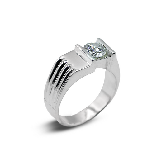 Moissanite Men Ring - Sleek Spectrum