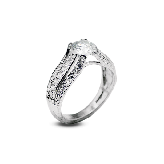 Moissanite Women Ring – Zircon Inlay Band