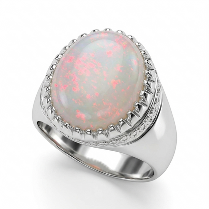 Opal Men Ring – Classic Oval Solitaire
