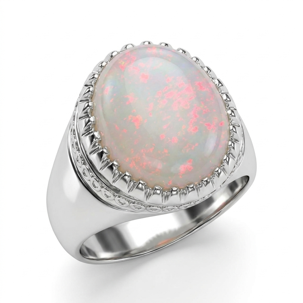 Opal Men Ring – Classic Oval Solitaire