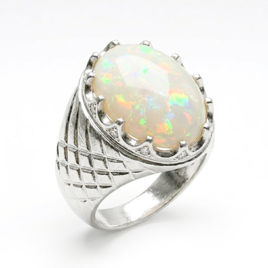 Opal Men Ring - Vintage Crown