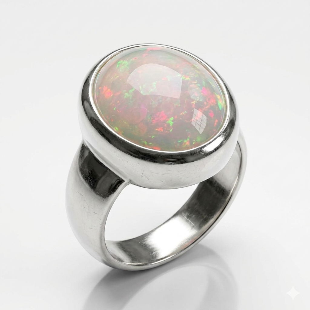 Opal Men Ring - Luna Bezel