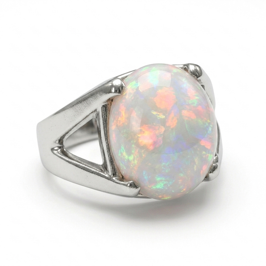 Opal Men Ring – Open Triangle