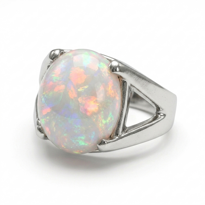 Opal Men Ring – Open Triangle