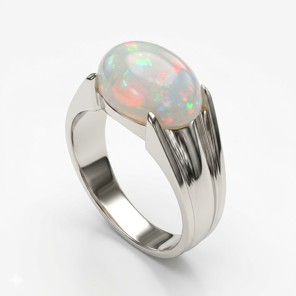 Opal Men Ring - Tapered Shoulder