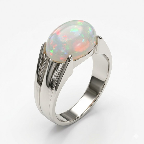 Opal Men Ring - Tapered Shoulder