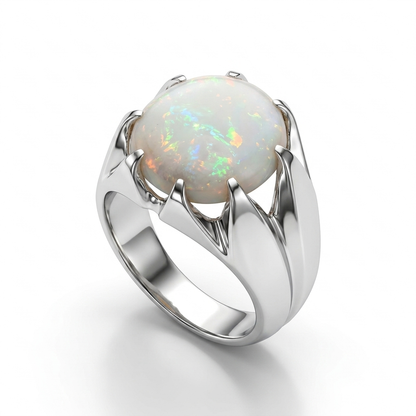 Opal Men Ring - Crown Prong