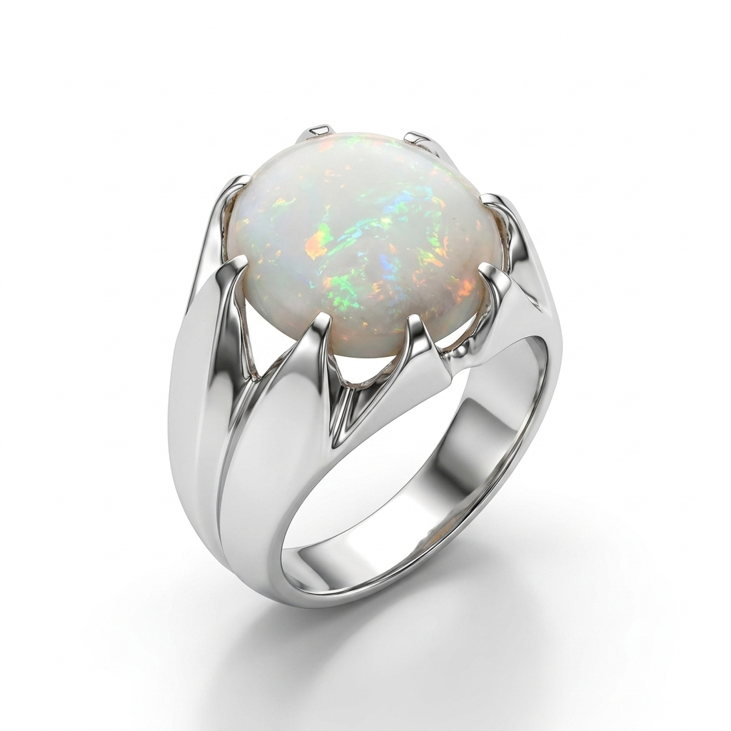 Opal Men Ring - Crown Prong