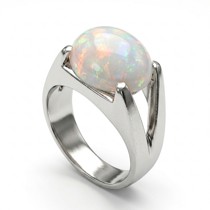 Opal Men Ring - Round Cabochon