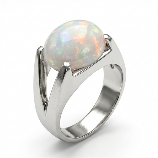 Opal Men Ring - Round Cabochon