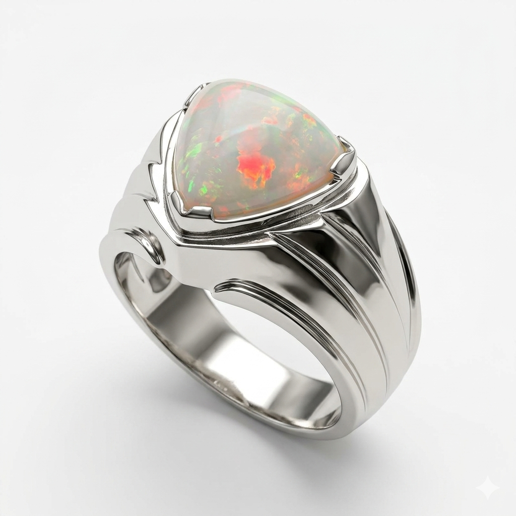 Opal Men Ring - Shield
