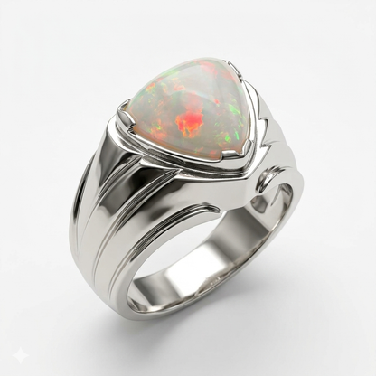 Opal Men Ring - Shield