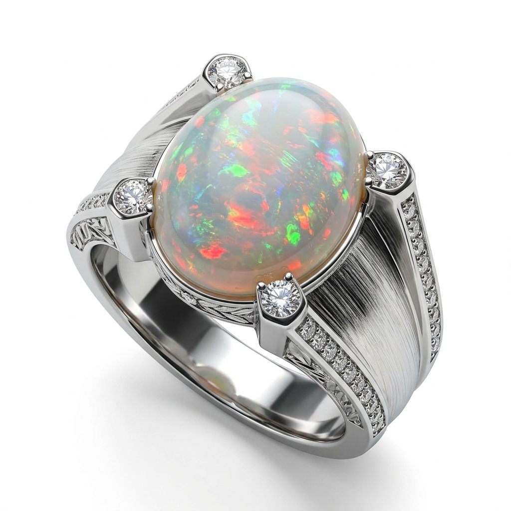 Opal Men Ring - Split Shoulder