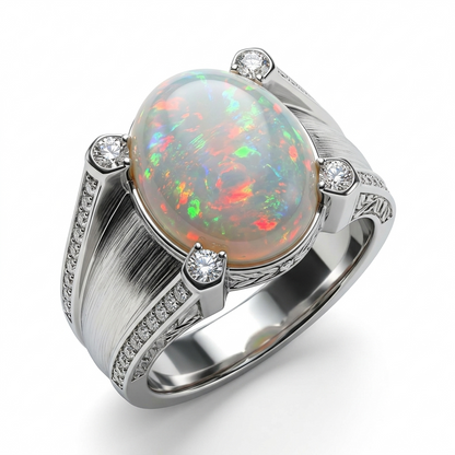 Opal Men Ring - Split Shoulder