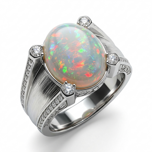 Opal Men Ring - Split Shoulder
