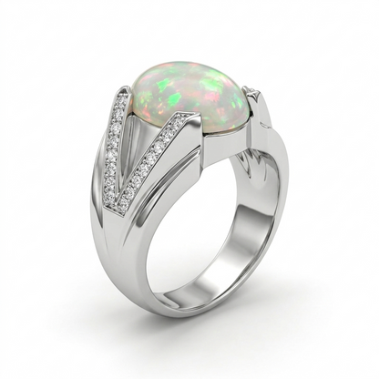 Opal Men Ring - V Chevron