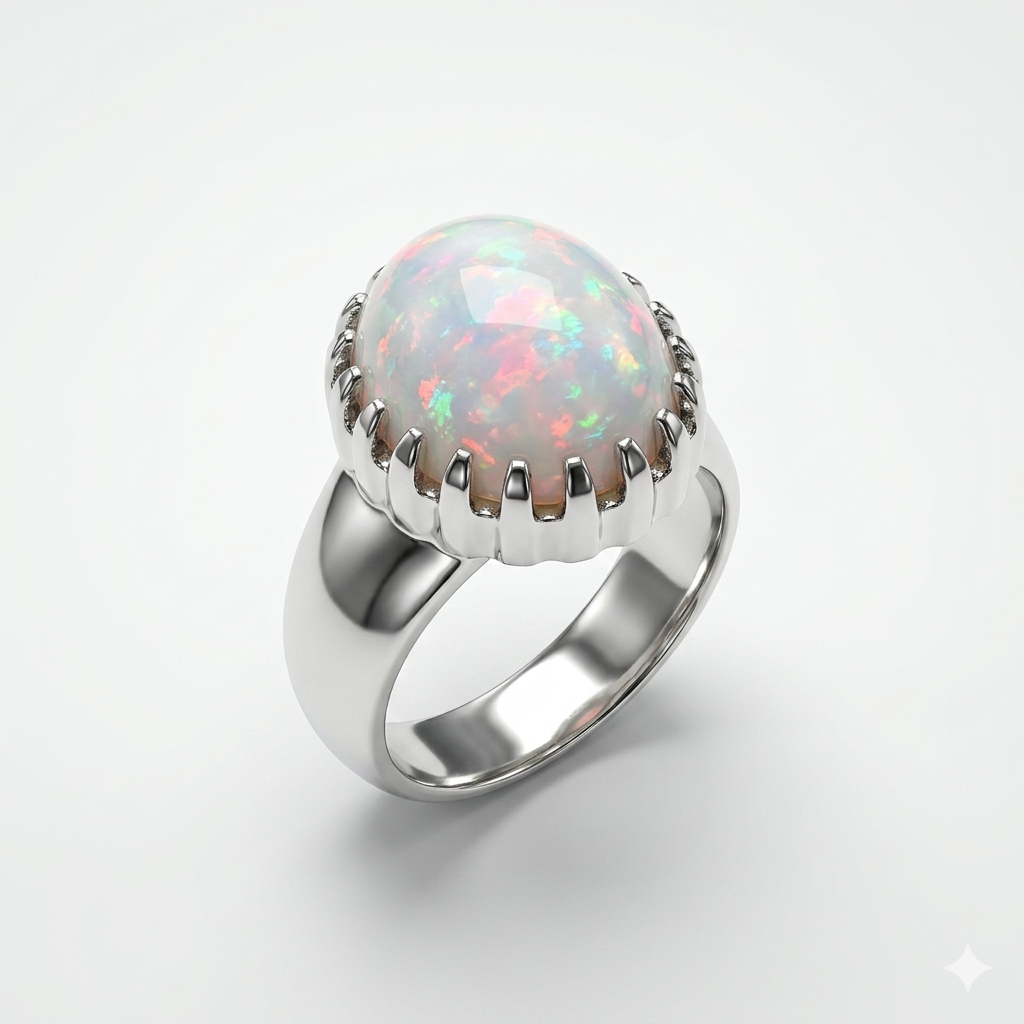 Opal Men Ring - Scalloped