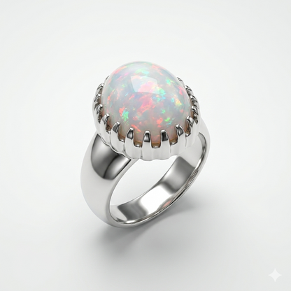 Opal Men Ring - Scalloped