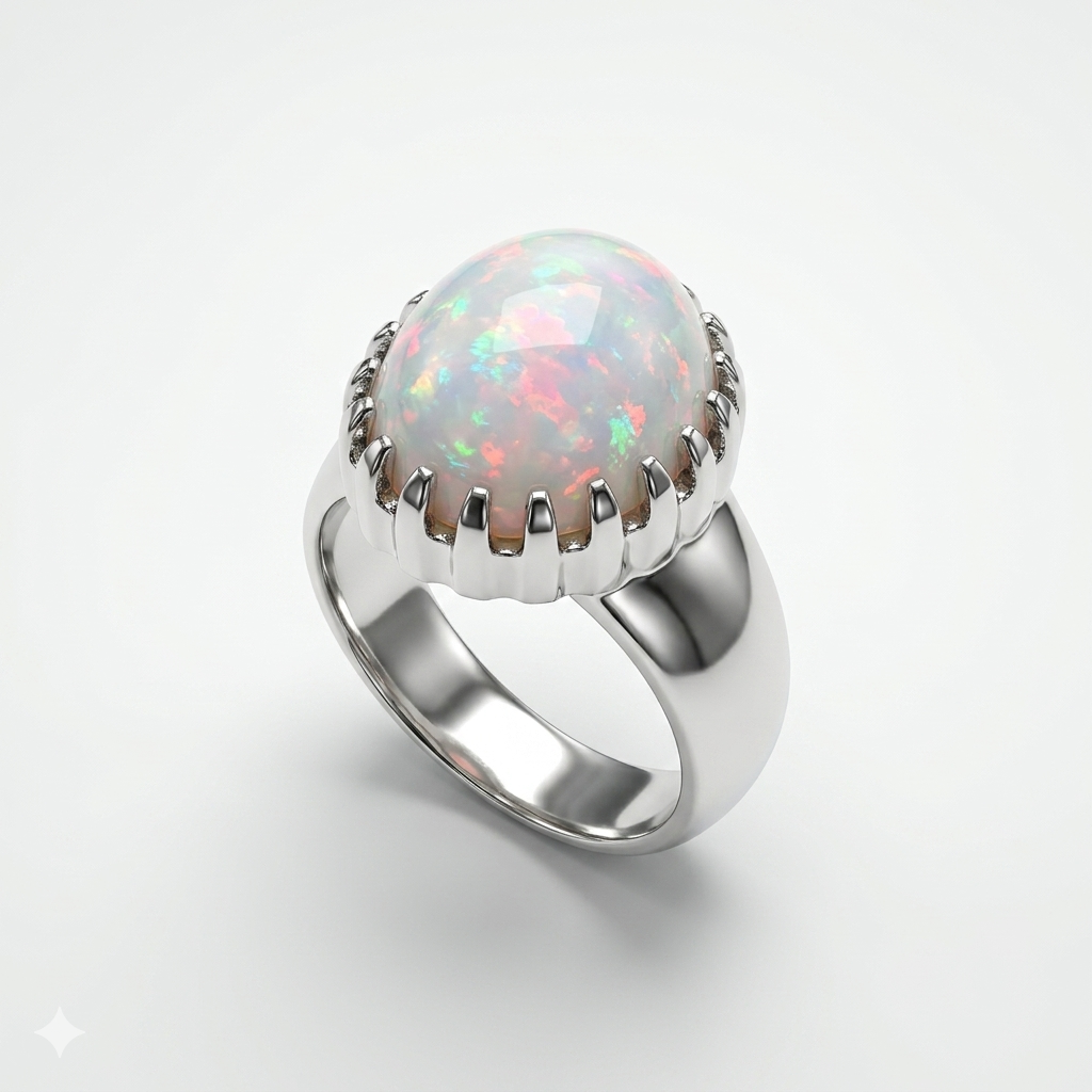 Opal Men Ring - Scalloped