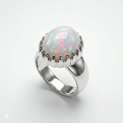 Opal Men Ring - Scalloped
