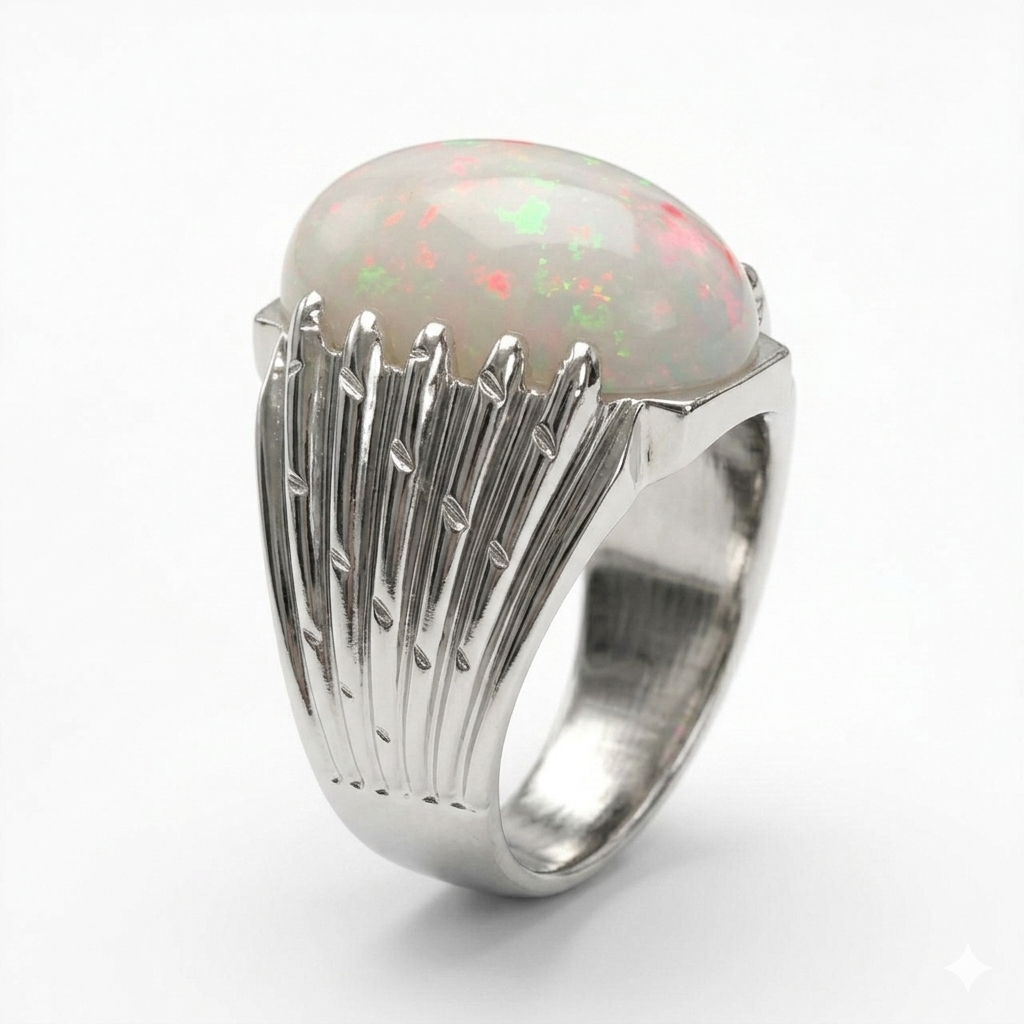 Opal Men Ring - Twig Split-Shank