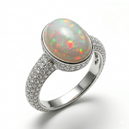 Opal Women Ring - Modern Bezel Solitaire