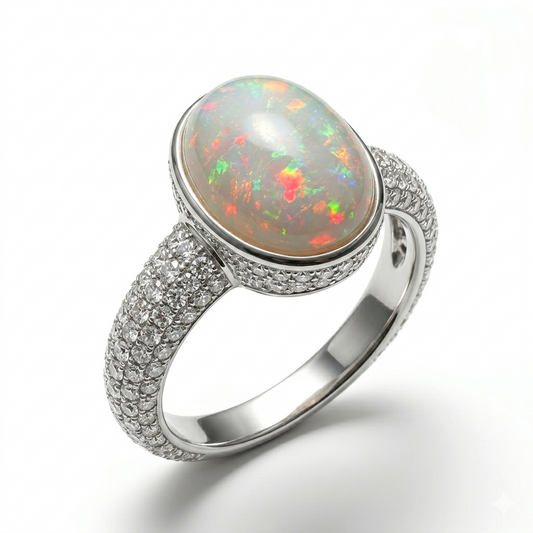 Opal Women Ring - Modern Bezel Solitaire