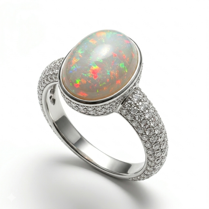 Opal Women Ring - Modern Bezel Solitaire