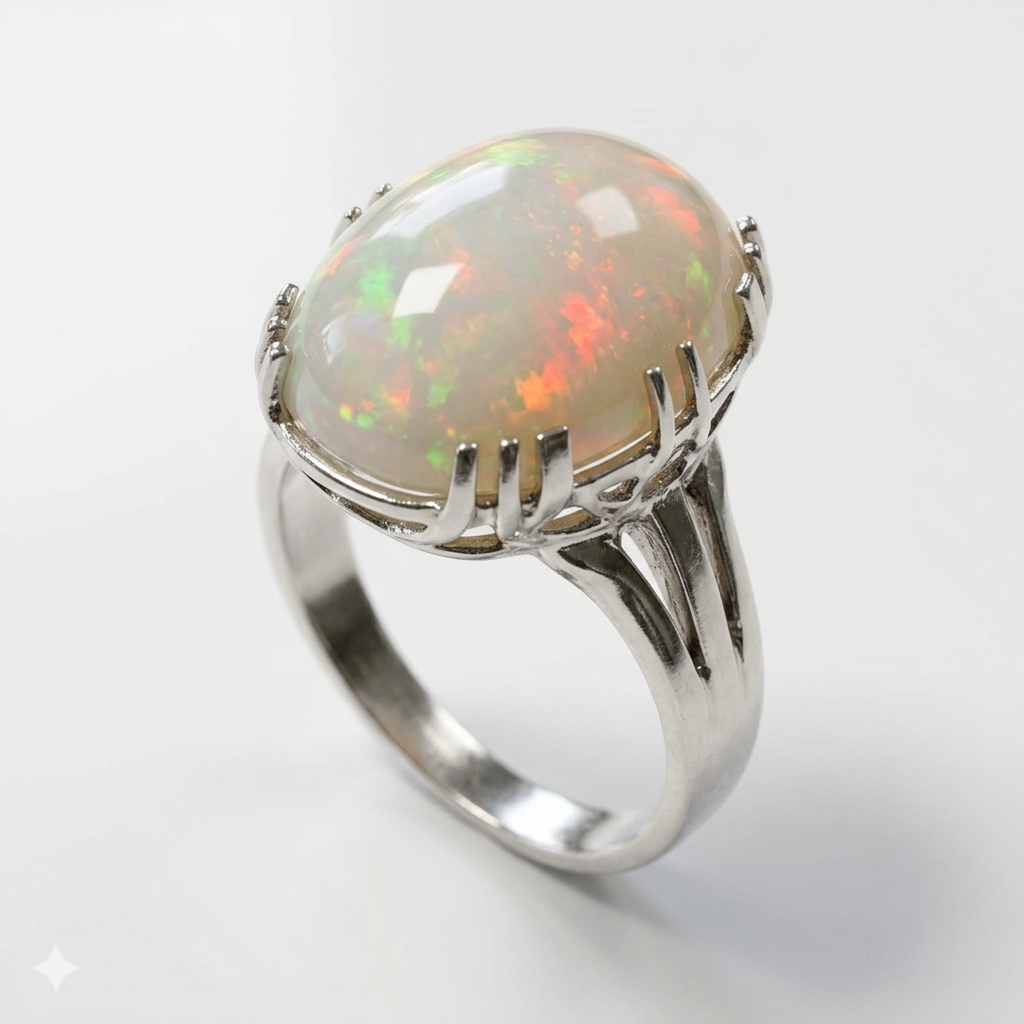 Opal Women Ring - Basket-Set Solitaire