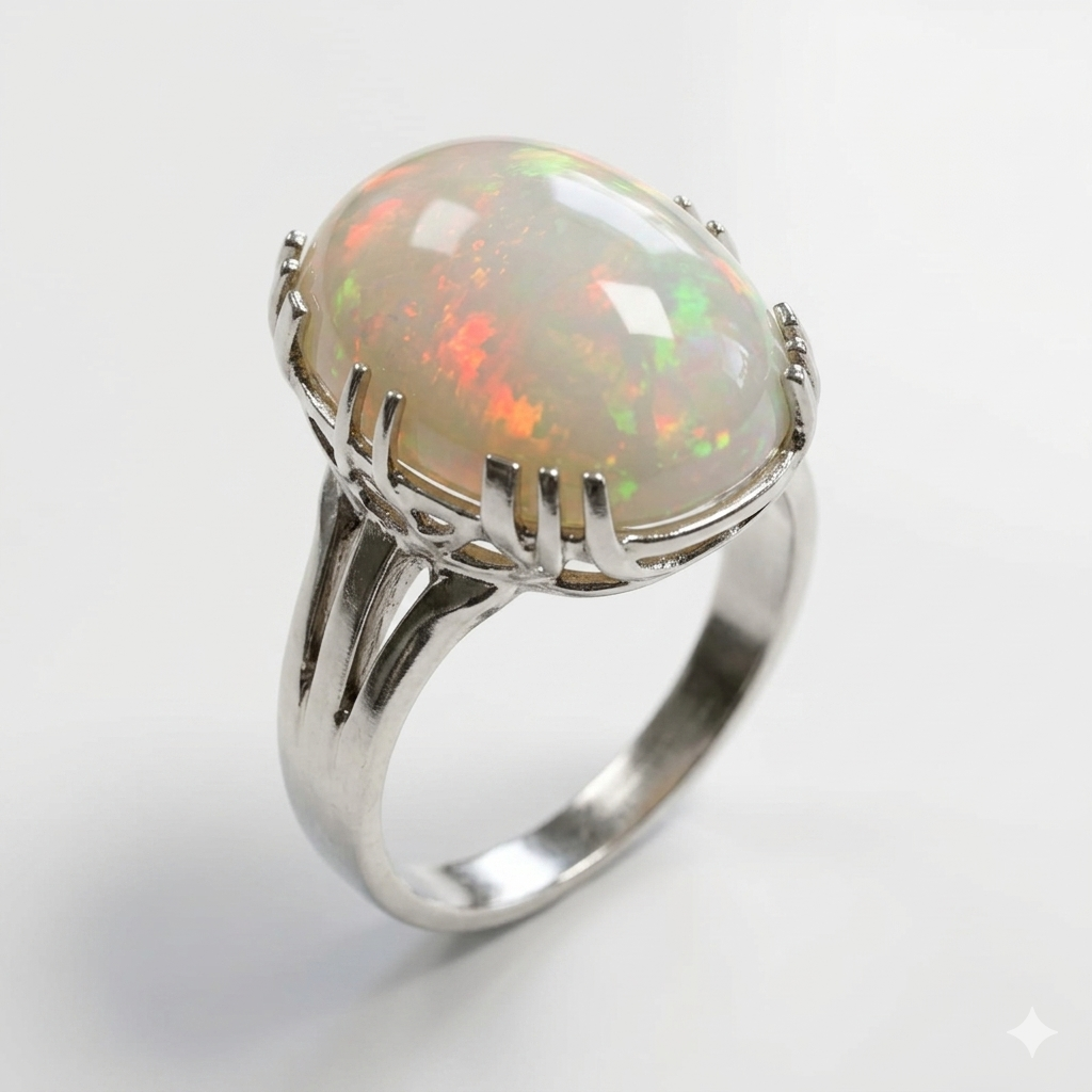 Opal Women Ring - Basket-Set Solitaire
