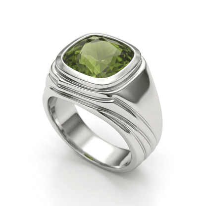 Peridot Men Ring - Cushion-Cut