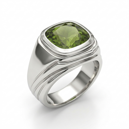 Peridot Men Ring - Cushion-Cut