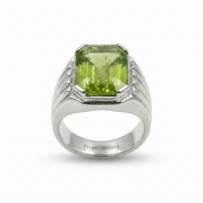 Peridot Men Ring - Ribbed
