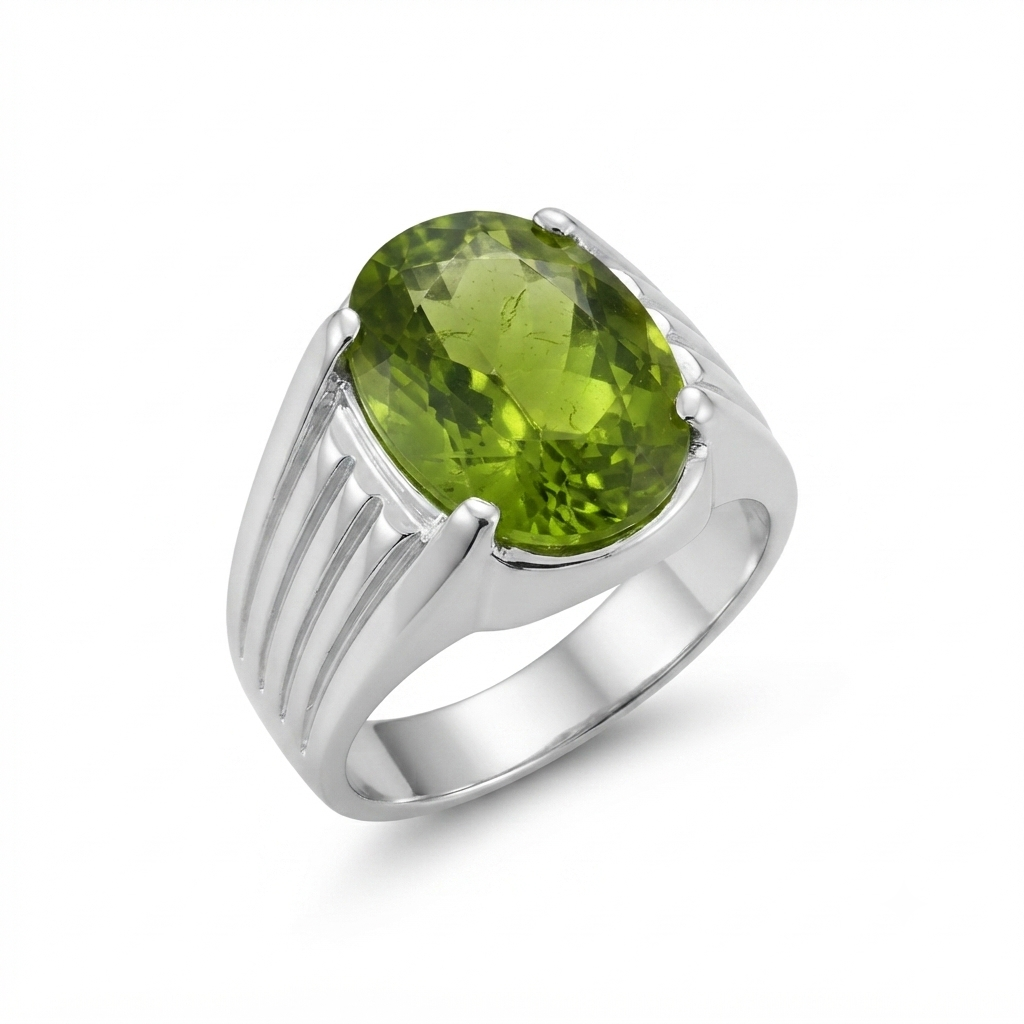 Peridot Men Ring - 4-prong