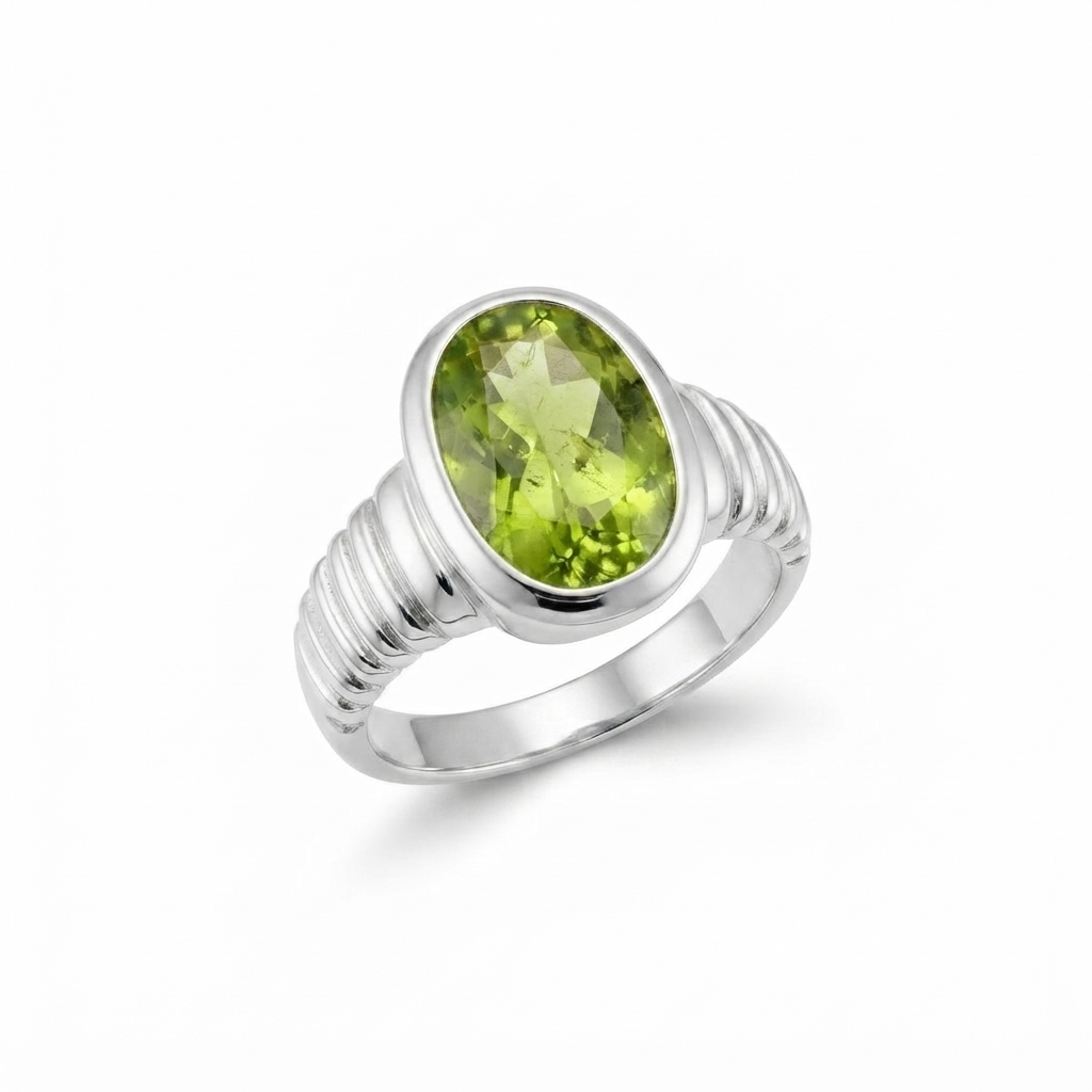 Peridot Men Ring - Bezel-Set