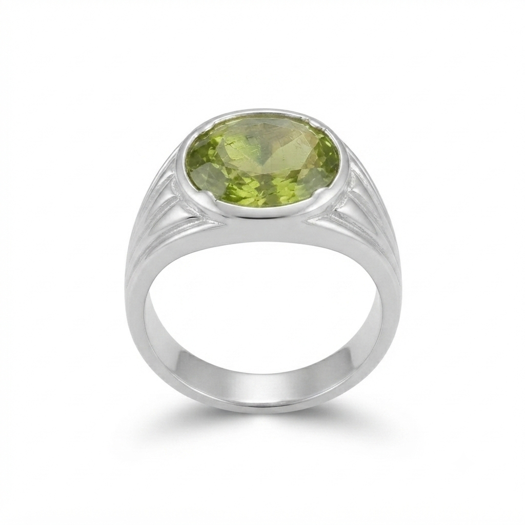 Peridot Men Ring - Oval Cut