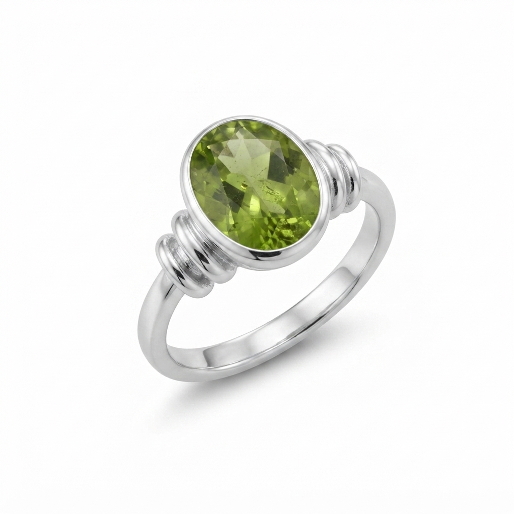 Peridot Men Ring - Round Cut