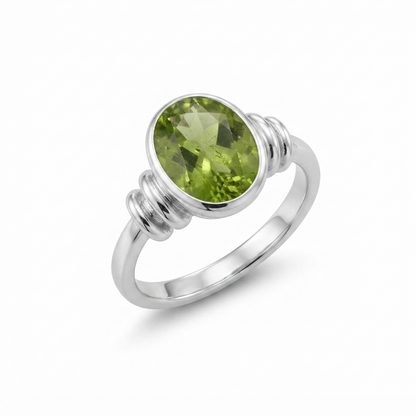 Peridot Men Ring - Round Cut