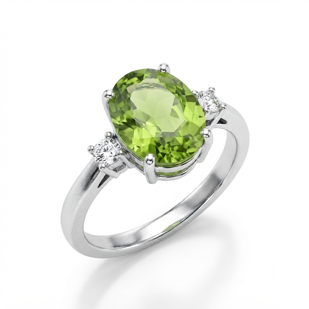 Peridot Women Ring - Three-Stone
