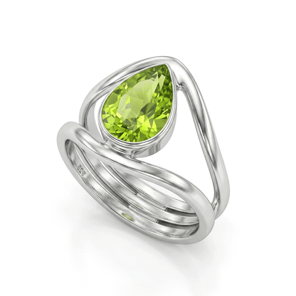 Peridot Women Ring - Teardrop