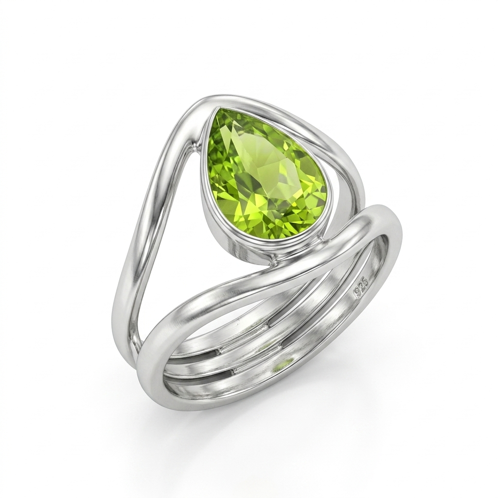 Peridot Women Ring - Teardrop