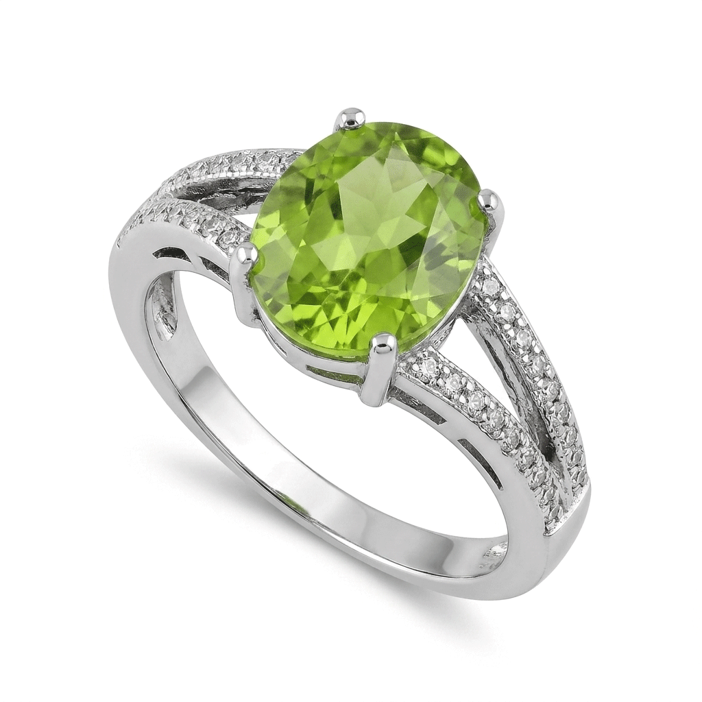 Peridot Women Ring - Vintage Split Band