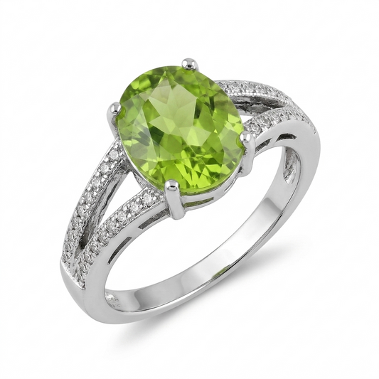 Peridot Women Ring - Vintage Split Band