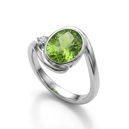 Peridot Women Ring - Bypass Bezel