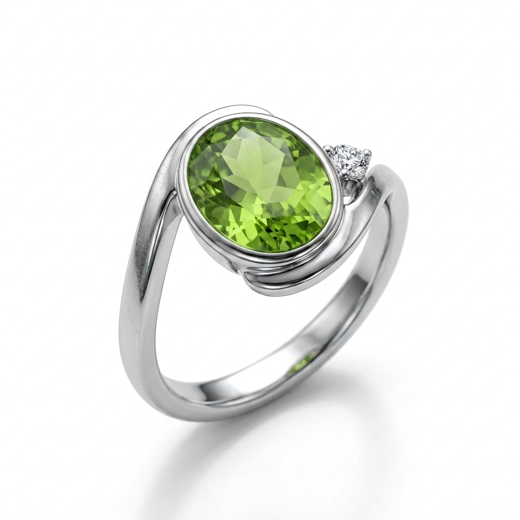 Peridot Women Ring - Bypass Bezel