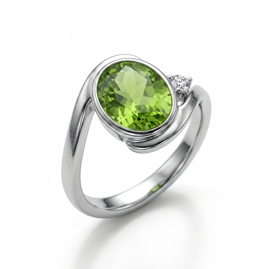 Peridot Women Ring - Bypass Bezel