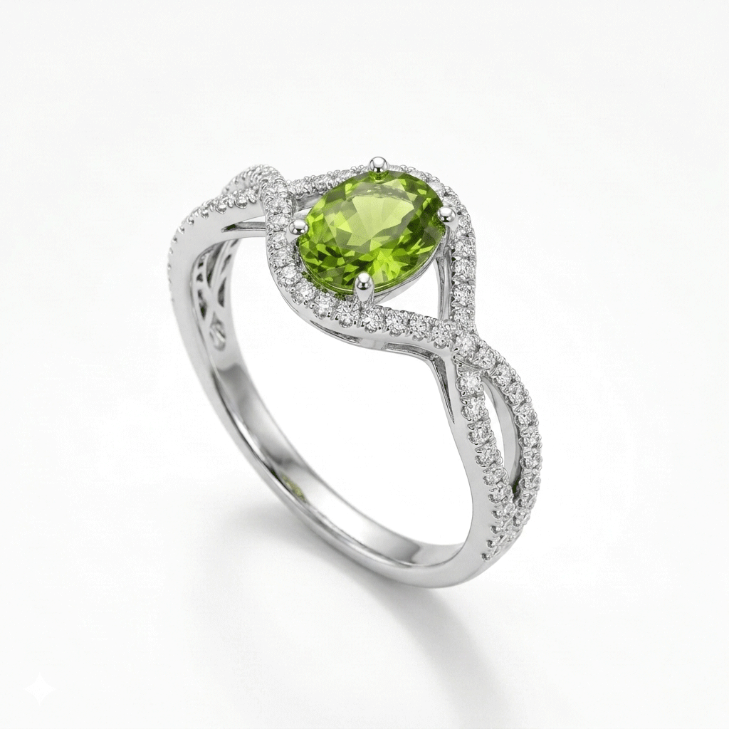 Peridot Women Ring - Infinity Halo