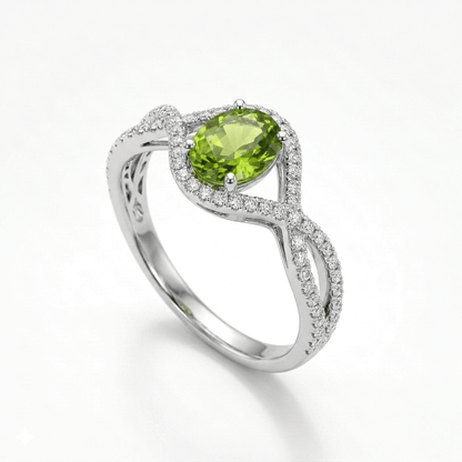 Peridot Women Ring - Infinity Halo