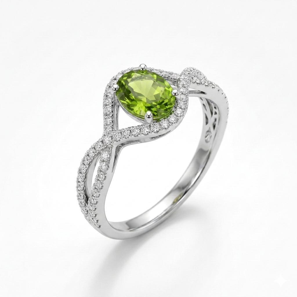 Peridot Women Ring - Infinity Halo